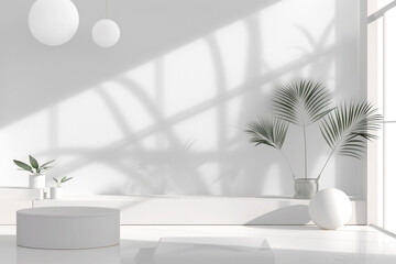 Minimalist White Room with Natural Light and Plants