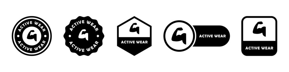 Active Wear - vector signs for sport clothes labels.