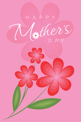 card for mother's day on a soft pink background. Vector illustration