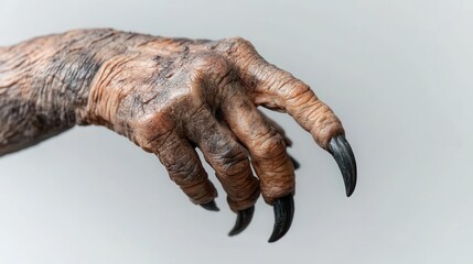 Obraz premium Close-up image of a hand featuring prominent claws, embodying strength and resilience. The rugged detail captures a striking representation of primal energy and emotion.