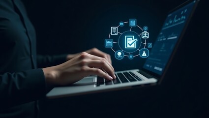 person typing on keyboard