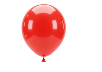 A vibrant red helium balloon tied with a thin string isolated on a white background