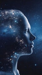 Woman face in the space