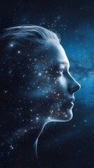 Woman face in the space