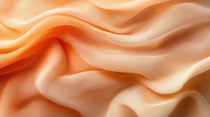 Fototapeta premium This image showcases beautifully draped, soft peach fabric with delicate textures and gentle gradients, evoking a sense of elegance and calmness in its flowing form.