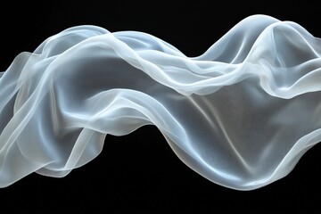 Ethereal flowing fabric creation with delicate sheer texture on a dark background