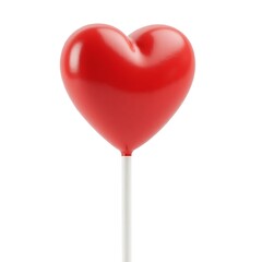 red heart shaped lollipop isolated