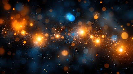Fototapeta premium Abstract glowing particles and bokeh lights.