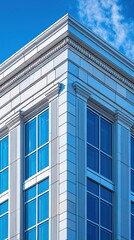 Modern High-Rise Building Corner with Elegant Architectural Details