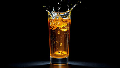 Alcoholic drink on a dark background, abstract splashing , with white tonespng