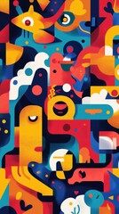 Obraz premium Abstract Colorful Geometric Shapes Composition