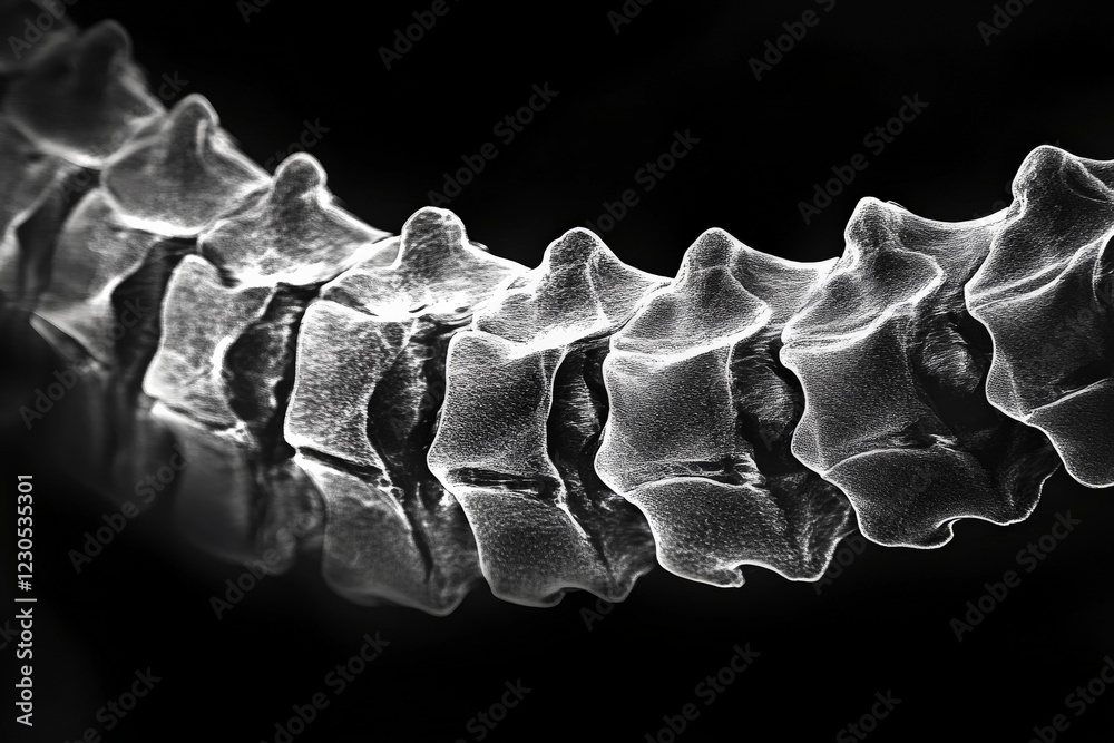Poster Detailed illustration of a human spine highlighting vertebrae structure and alignment