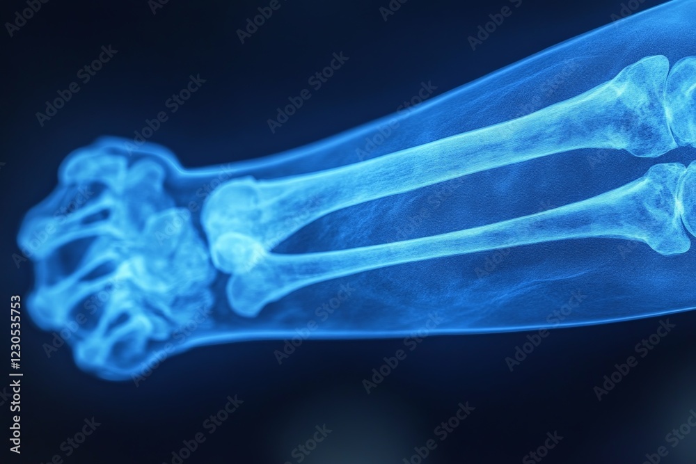 Poster Clear depiction of human forearm bones showcasing skeletal structure in a medical context