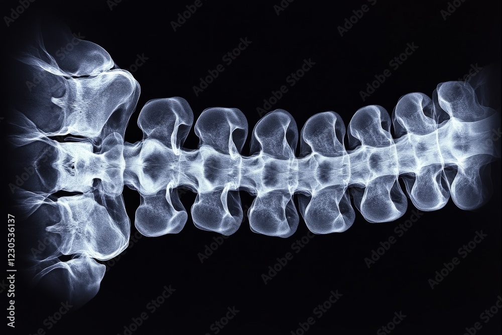 Aufkleber detailed x-ray of a human spine showing vertebrae alignment and structure in a medical context