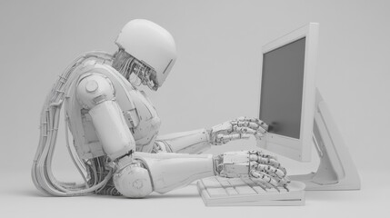 AI chatbot connected to a computer, symbolizing advanced technology and communication. -