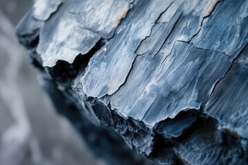 Close-up of weathered, cracked, dark blue surface resembling aged wood or stone.