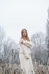 frosty, serene, countryside, winter, overcast, solitude, calm, quiet, reflective, peaceful,...