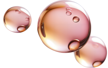 Beautiful round pink bubble on transparent background
