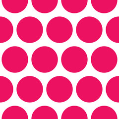Seamless vector pattern with pink polka dots on a white background. For cards, albums, backgrounds, arts, crafts, fabrics, decorating or scrapbooks