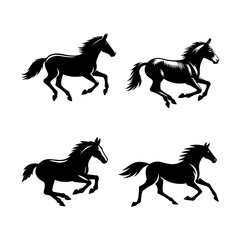 Running Mule Silhouette Vector Set – Dynamic Mule Illustration for Wildlife and Farm Designs