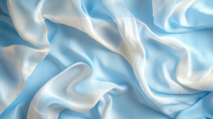 Obraz premium A stunning light blue silk fabric that flows gracefully, evoking a sense of elegance and tranquility, suitable for fashion or home decor.