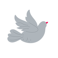 Gray bird with wings spread soaring in blue sky during clear weather