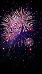 Naklejka premium Sparkling Fireworks Display, Celebration Event, New Year, Holiday