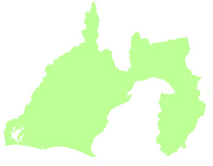 静岡県　地図　黄緑　イラスト