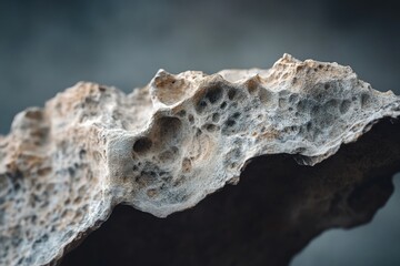 Obraz premium Close-up of a porous, textured rock formation, showing intricate detail and weathered surface.