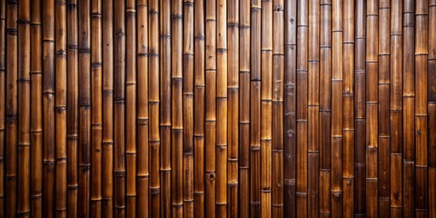 Wide Panoramic Dark Brown Wooden Texture Background - Natural Bamboo Wallpaper Slat Wall