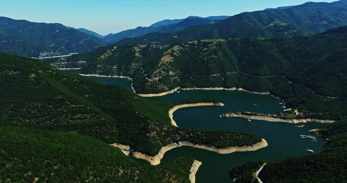 Beautiful Landscape River Meandre On Hot Summer Day Vacation Spot Rhodope Mountains
