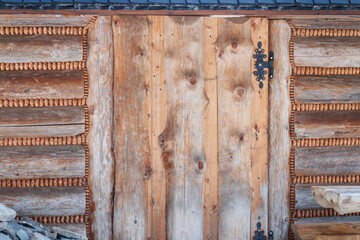 Rustic wooden brown door. Country style background.