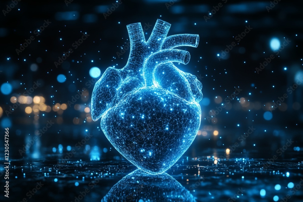 Aufkleber digital representation of a glowing heart in a futuristic environment at night