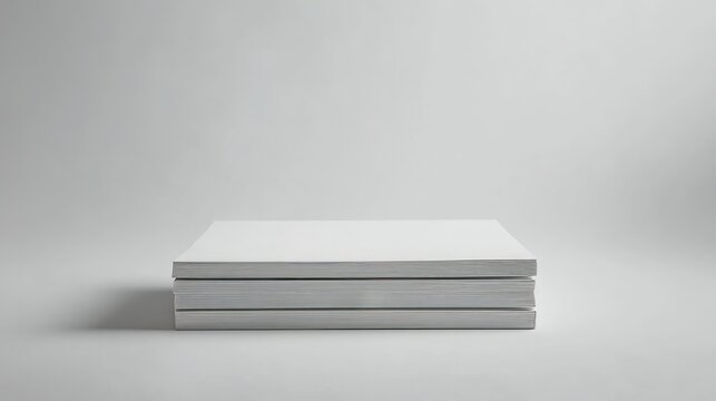 A neatly stacked pile of plain paper sheets presented on a white background