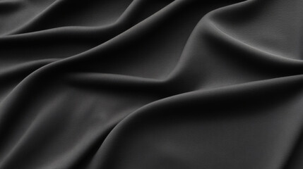 Fototapeta premium Minimalist close-up of dark gray fabric waving and forming elegant curves, creating a luxurious and sophisticated visual with its smooth texture and deep color