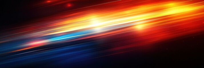 Abstract Dynamic Light Streaks: Blue and Orange Energy Collision.