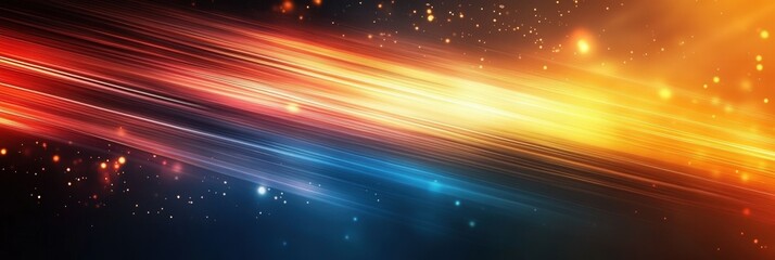 Abstract Dynamic Energy Streaks: Vibrant Orange and Blue Light Trails on Dark Background.