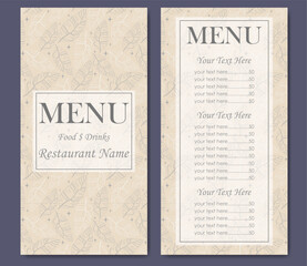Floral elegant restaurant template. Cafe identity. Vintage creative food template
