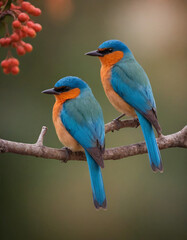 Fototapeta premium Two Kingfishers in Tropical Setting 