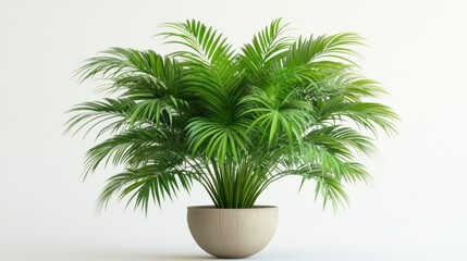 Obraz premium Lush potted palm plant on white background; home decor