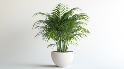 Obraz premium Potted palm plant on white background, interior decor