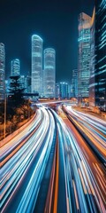 Fototapeta premium Cityscape at Night with Blurry Lights