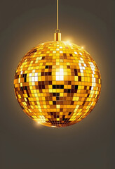 Shiny gold disco ball for party celebration , with white tonespng
