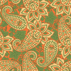 Seamless paisley pattern. Vintage flowers background. Decorative ornament backdrop for fabric, textile, wrapping paper, card, invitation, wallpaper, web design