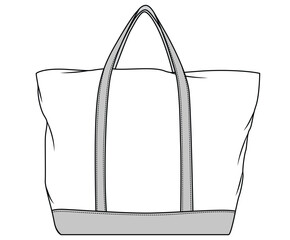 tote bag flat sketch vector illustration technical cad drawing template	
