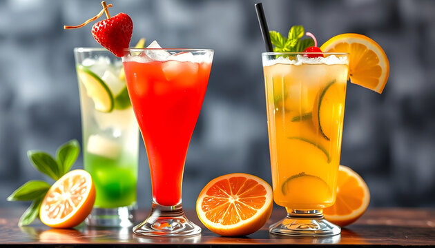 Fancy cocktails, refreshing drinks , with white tonespng