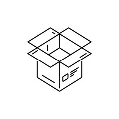 Outline Open Package icon, such as an item or document.