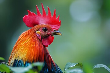 Fototapeta premium Colorful Rooster in Natural Setting