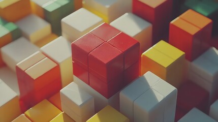 Fototapeta premium Abstract Colorful Cubes 3D Render Geometric Pattern