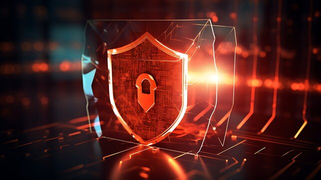 Cybersecurity Firewall Concept with Encrypted Binary Shield.